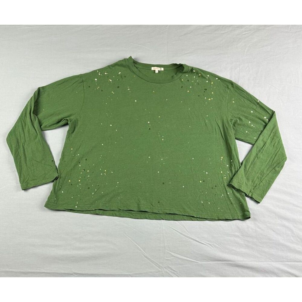 Sundry Splatter Paint Pullover Forest Green Size XL Long Sleeve Knit Cozy